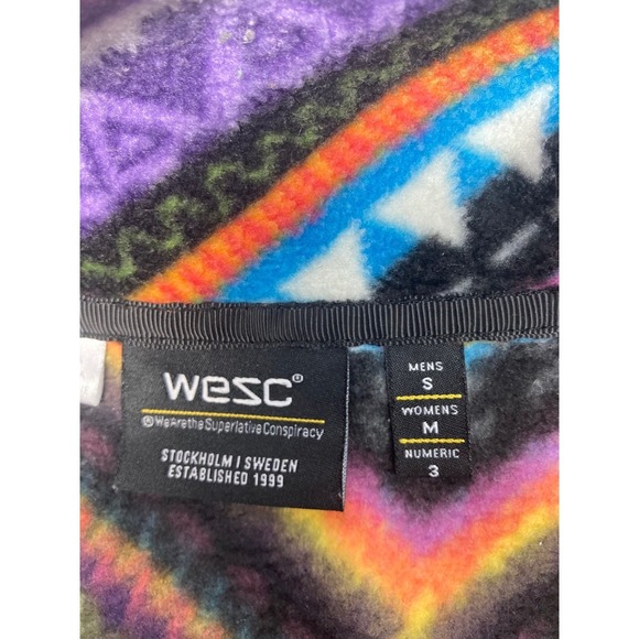 Wesc Milch Zigzag Fleece Pullover‎ Women's Medium Colorful 1/4 Zip - Picture 4 of 8